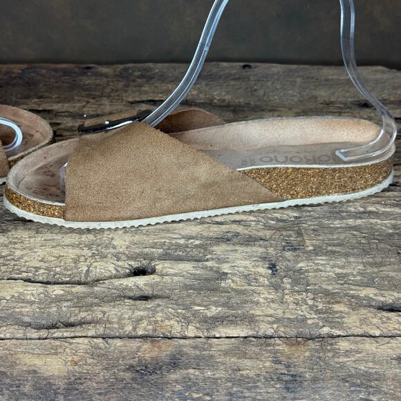 Yokono Brown Suede Leather Slide Sandals Women’s 6.5 Made in Spain Buckle - Picture 8 of 13